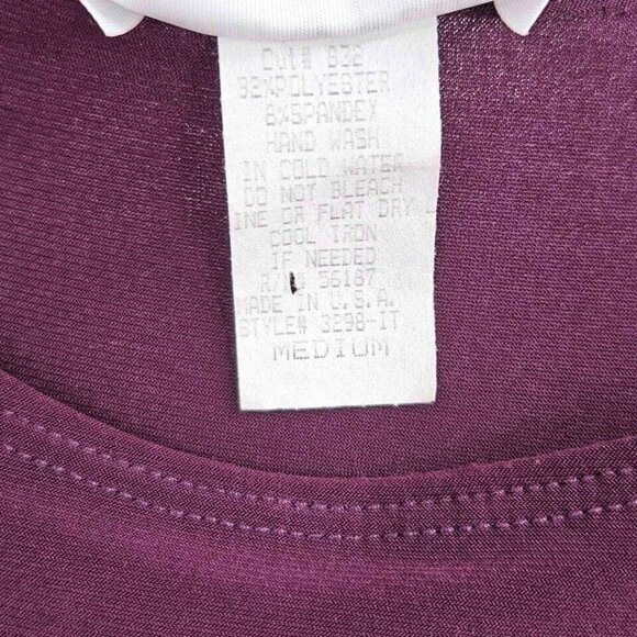 Dana Point Womens Sz M Fit & Flare Maroon Dress Draping Ruched Front 3/4 Sleeve - Picture 4 of 4